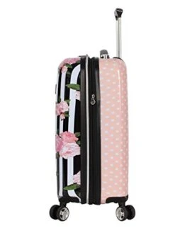 Betsey Johnson Designer 20 Inch Carry On - Expandable (ABS + PC) Hardside Luggage - Lightweight Durable Suitcase With 8-Rolling Spinner Wheels For Women (Stripe Roses) 13 Betsey Johnson Designer 20 Inch Carry On - Expandable (ABS + PC) Hardside Luggage - Lightweight Durable Suitcase With 8-Rolling Spinner Wheels For Women (Stripe Roses) -Luggage Factory Store 31LJG6YrTqL