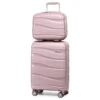 Melalenia Luggage Carry On Suitcase, PP Material Suitcase With Spinner Wheels,TSA Luggage Locks 22x14x9 Airline Approved (Nude Pink) -Luggage Factory Store 31Z6a37HmVL