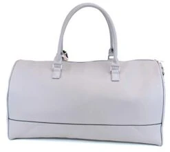 Women's Large PU Leather Weekender Duffel Bag With Satin Interior - Big 22" Carry-On Size - Light Grey -Luggage Factory Store 31gSFHYfopL
