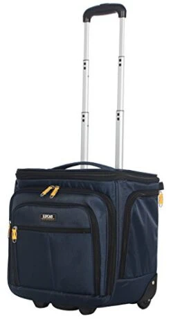 Lucas Convertible Under Seat Carry On Luggage - Expandable 15 Inch Weekender Overnight Business Travel Suitcase - Lightweight 2- Rolling Wheels Bag (Blue)