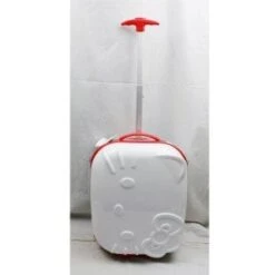 Hello Kitty 18" Rolling ABS Luggage Bag Hard Suit Case- White Face Bow