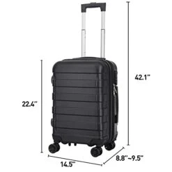 SUPER DEAL Hardside Expandable Spinner Luggage 21 Inch Carry On Luggage Lightweight Travel Suitcase With 360°Swivel Wheels And Height Adjustable Handle, Black -Luggage Factory Store 31lbW5vLNrL