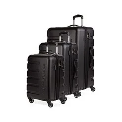 SwissGear 7366 Hardside Expandable Luggage With Spinner Wheels, Black, 3-Piece Set (19/23/27)