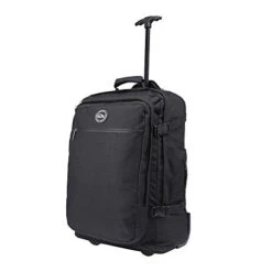 Cabin Max️ - Quebec Hybrid Rolling Backpack With Wheels - Carry On Luggage 22x14x9 Zip Out Backpack Straps - Perfect For Most Major American Airlines (Black)