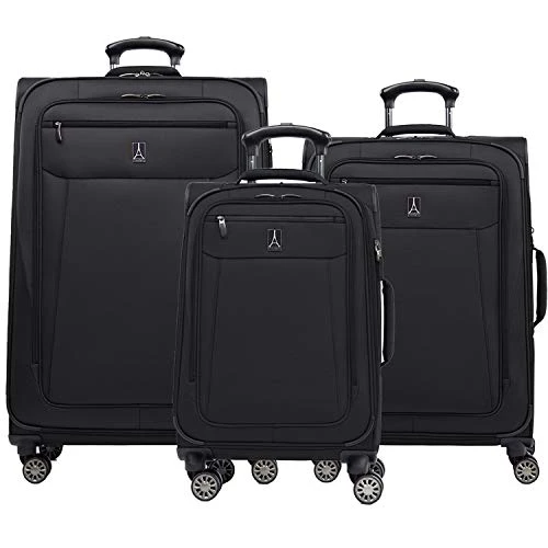 Travelpro Skywalk Limited 3 Piece Spinner Suitcase Set - Softside Expandable Travel Luggage With Spinning Wheels – Carry On & Checked Bags, Black 3 Travelpro Skywalk Limited 3 Piece Spinner Suitcase Set - Softside Expandable Travel Luggage With Spinning Wheels – Carry On & Checked Bags, Black