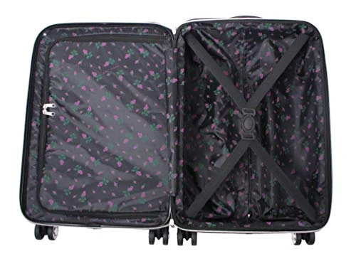 Betsey Johnson Designer 20 Inch Carry On - Expandable (ABS + PC) Hardside Luggage - Lightweight Durable Suitcase With 8-Rolling Spinner Wheels For Women (Stripe Roses) 6 Betsey Johnson Designer 20 Inch Carry On - Expandable (ABS + PC) Hardside Luggage - Lightweight Durable Suitcase With 8-Rolling Spinner Wheels For Women (Stripe Roses) - Image 4
