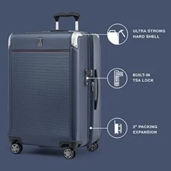 Travelpro Platinum Elite Hardside Expandable Spinner Wheel Luggage TSA Lock Hard Shell Polycarbonate Suitcase, True Navy Blue, Checked-Medium 25-Inch -Luggage Factory Store 410IBDB8G9S