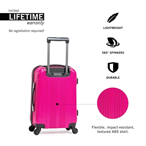 KENNETH COLE REACTION Out Of Bounds Luggage Collection Lightweight Durable Hardside 4-Wheel Spinner Travel Suitcase Bags, Magenta, 20-Inch Carry On 8 KENNETH COLE REACTION Out Of Bounds Luggage Collection Lightweight Durable Hardside 4-Wheel Spinner Travel Suitcase Bags, Magenta, 20-Inch Carry On - Image 6