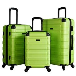 Hipack Prime Suitcases Hardside Luggage With Spinner Wheels, Green, 3-Piece Set (20/24/28)