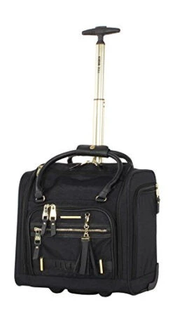 Steve Madden Designer Luggage Collection- 3 Piece Softside Expandable Lightweight Spinner Suitcases- Travel Set Includes Under Seat Bag, 20-Inch Carry On & 28-Inch Checked Suitcase (Peek-A-Boo Black) -Luggage Factory Store 414jIxV7dKL