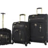 Steve Madden Designer Luggage Collection- 3 Piece Softside Expandable Lightweight Spinner Suitcases- Travel Set Includes Under Seat Bag, 20-Inch Carry On & 28-Inch Checked Suitcase (Peek-A-Boo Black) -Luggage Factory Store 415hJNBw6HL