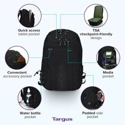 Targus Travel Laptop Backpack For 15.6 Inch Laptops, TSA Checkpoint-Friendly Carry On Travel Backpack For Women Men Business/College Laptop Bag For Work School Travel, Black (TBB013US) -Luggage Factory Store 416cO3WQBiL