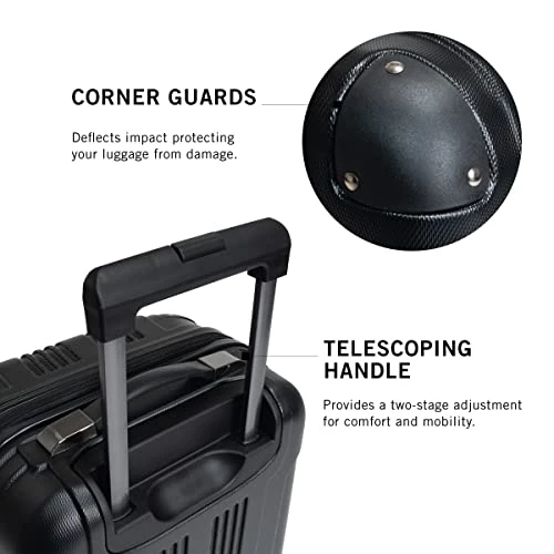 Kenneth Cole Reaction Out Of Bounds Luggage Collection Lightweight Durable Hardside 4-Wheel Spinner Travel Suitcase Bags, Midnight Black, 2-Piece Set (20" & 28") 4 Kenneth Cole Reaction Out Of Bounds Luggage Collection Lightweight Durable Hardside 4-Wheel Spinner Travel Suitcase Bags, Midnight Black, 2-Piece Set (20" & 28") - Image 2