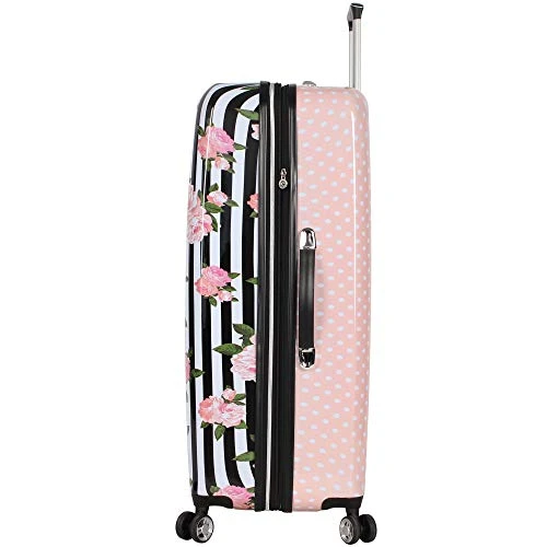 Betsey Johnson 4 Piece Designer Luggage - Expandable (ABS+PC) Hardside Lightweight Spinner Suitcases - Set Includes 15 Inch Underseat Bag, 20 Inch Carry On, 26 & 30 Inch Checked Bags (Stripe Roses) 10 Betsey Johnson 4 Piece Designer Luggage - Expandable (ABS+PC) Hardside Lightweight Spinner Suitcases - Set Includes 15 Inch Underseat Bag, 20 Inch Carry On, 26 & 30 Inch Checked Bags (Stripe Roses) - Image 8