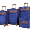 Caribbean Joe Castaway Designer Luggage - 4 Piece Softside Expandable Lightweight Spinner Suitcases- Travel Set Includes Tote Bag, 20-Inch Carry On, 24 Inch And 28-Inch Suitcases (Royal Blue) -Luggage Factory Store 418uFIOm FL
