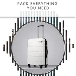Coolife Luggage Expandable(only 28") Suitcase PC+ABS Spinner Built-In TSA Lock 20in 24in 28in Carry On (white, S(20in_carry On)) -Luggage Factory Store 41AO6fYYxCL