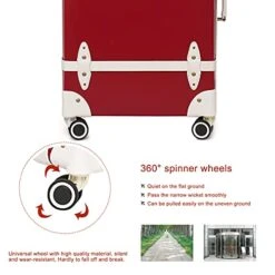 NZBZ Vintage Luggage Sets Of 4 Pieces, Carry On Cute Suitcase With Rolling Spinner Wheels TSA Lock Luggage 14"+20"+24"+28" (Cherry Red) -Luggage Factory Store 41AkOMUG7GS d41bbc87 8857 4f16 b3b8 f622001dfeac