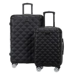 Kenneth Cole Reaction Diamond Tower Luggage Collection Lightweight Hardside Expandable 8-Wheel Spinner Travel Suitcase, Black, 2-Piece Set (20" & 28")