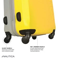 Nautica Hardside Carry On Luggage - 20 Inch Spinner Wheels Suitcase Lightweight Rolling Travel Bag For Under Seat, Yellow/Silver 18 Nautica Hardside Carry On Luggage - 20 Inch Spinner Wheels Suitcase Lightweight Rolling Travel Bag For Under Seat, Yellow/Silver -Luggage Factory Store 41BwiGXrQqL
