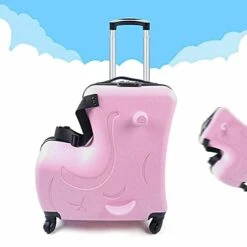 Fetcoi 20" Travel Luggage Rolling Suitcase Ride On Cartoon Luggage ABS+PU Unisex Case Pink -Luggage Factory Store 41Cb5 PHVXS