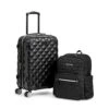 Kenneth Cole Reaction Diamond Tower Luggage Collection Lightweight Hardside Expandable 8-Wheel Spinner Travel Suitcase, Black, 2pc Bundle (Carry On+Backpack) -Luggage Factory Store 41DT6vNS4UL
