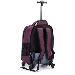 Racini Nylon Waterproof Rolling Backpack, Freewheel Travel Wheeled Backpack, Carry-on Luggage With Anti-Theft Zippers(Purple) -Luggage Factory Store 41FVFpRLrgL