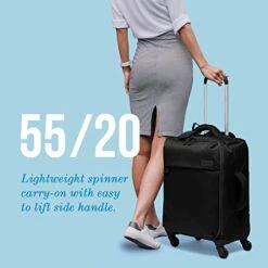 Lipault - Original Plume Spinner 55/20 Luggage - Carry-On Rolling Bag For Women - Black -Luggage Factory Store 41Fj58EjktL