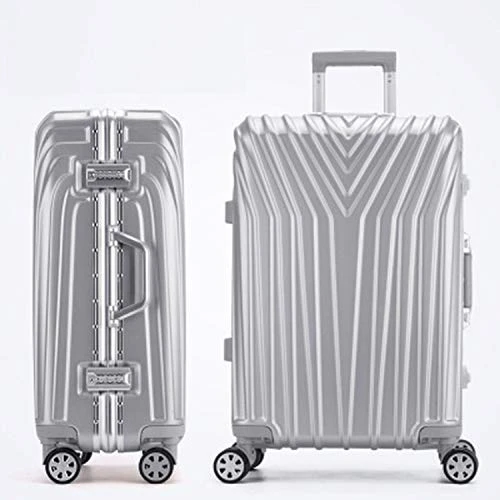 New Aluminum Frame Rolling Luggage Women Travel Bag Trolley Suitcase Carry On Luggage,Silver,24 4 New Aluminum Frame Rolling Luggage Women Travel Bag Trolley Suitcase Carry On Luggage,Silver,24 - Image 2