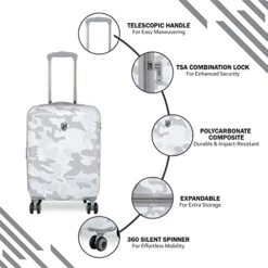 Heys Black Camo 21" Carry On Spinner Luggage (White) 13 Heys Black Camo 21" Carry On Spinner Luggage (White) -Luggage Factory Store 41InuwiWwHL