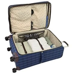 London Fog Brentwood II 4 Piece Set (with Under The Seat Bag), Blue Window Pane -Luggage Factory Store 41M9B3 TxL