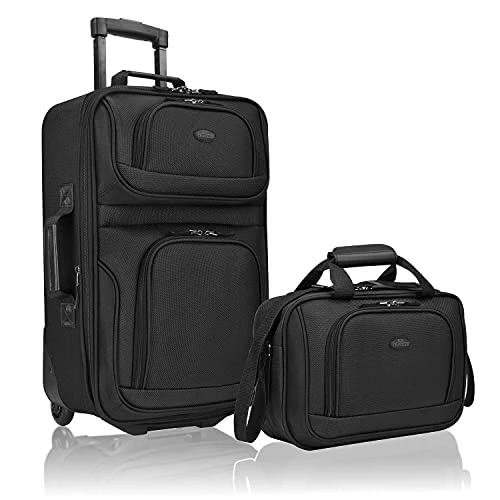 U.S. Traveler Rio Rugged Fabric Expandable Carry-On Luggage Set, Black, 2-Piece 3 U.S. Traveler Rio Rugged Fabric Expandable Carry-On Luggage Set, Black, 2-Piece