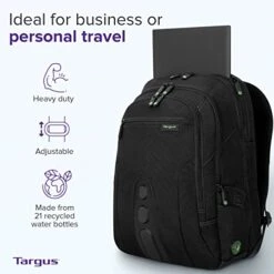 Targus Travel Laptop Backpack For 15.6 Inch Laptops, TSA Checkpoint-Friendly Carry On Travel Backpack For Women Men Business/College Laptop Bag For Work School Travel, Black (TBB013US) -Luggage Factory Store 41N54t S83L