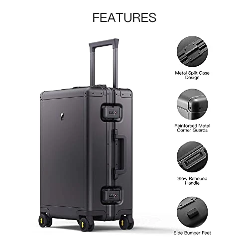 LEVEL8 Gibraltar Carry On Luggage, 20" Aluminum Frame Hardside Suitcase Zipperless Luggage With TSA Lock, 8 Spinner Wheels - Dark Grey 6 LEVEL8 Gibraltar Carry On Luggage, 20" Aluminum Frame Hardside Suitcase Zipperless Luggage With TSA Lock, 8 Spinner Wheels - Dark Grey - Image 4