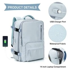 Large Travel Backpack Women, Carry On Backpack,Hiking Backpack Waterproof Outdoor Sports Rucksack Casual Daypack School Bag Fit 14 Inch Laptop With USB Charging Port Shoes Compartment -Luggage Factory Store 41OkKrw2LyL