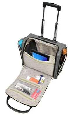 London Fog Knightsbridge II 15" 2-Wheel Under The Seat Bag, Grey Sapphire Plaid -Luggage Factory Store 41Q8ZYrxv4L