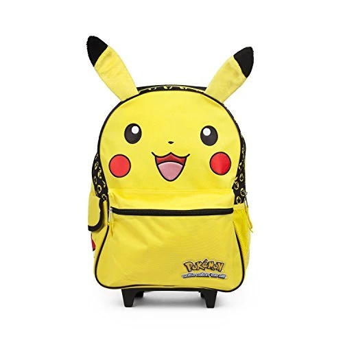 Pokemon Pikachu 16" Inch Yellow Rolling Backpack Luggage With Plush Ears 3 Pokemon Pikachu 16" Inch Yellow Rolling Backpack Luggage With Plush Ears