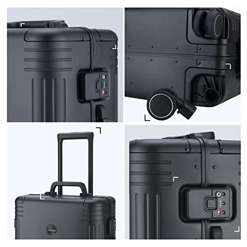 VERAGE Birmingham Aluminum Carry On Suitcase, Hardside International Spinner Luggage,Black, IATA Carry-On 20-Inch 5 VERAGE Birmingham Aluminum Carry On Suitcase, Hardside International Spinner Luggage,Black, IATA Carry-On 20-Inch - Image 3