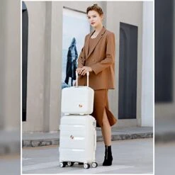 Somago 20IN Carry On Luggage And 14IN Mini Cosmetic Cases Travel Set Hardside Luggage With Spinner Wheels Lightweight Polypropylene Suitcase With TSA Lock (2-Piece Set (14/20), Nude Pink) -Luggage Factory Store 41ccJ5kV fL