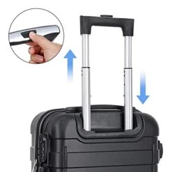 SUPER DEAL Hardside Expandable Spinner Luggage 21 Inch Carry On Luggage Lightweight Travel Suitcase With 360°Swivel Wheels And Height Adjustable Handle, Black -Luggage Factory Store 41dRbp00NoL