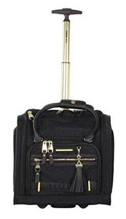 Steve Madden Designer 15 Inch Carry On Suitcase- Small Weekender Overnight Business Travel Luggage- Lightweight 2- Rolling Spinner Wheels Under Seat Bag For Women (Peek-A-Boo Black) 11 Steve Madden Designer 15 Inch Carry On Suitcase- Small Weekender Overnight Business Travel Luggage- Lightweight 2- Rolling Spinner Wheels Under Seat Bag For Women (Peek-A-Boo Black) -Luggage Factory Store 41fKtzjbtJL