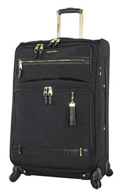 Steve Madden Designer Luggage Collection- 3 Piece Softside Expandable Lightweight Spinner Suitcases- Travel Set Includes Under Seat Bag, 20-Inch Carry On & 28-Inch Checked Suitcase (Peek-A-Boo Black) -Luggage Factory Store 41fz wsH9nL