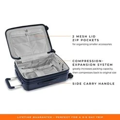 Briggs & Riley Sympatico Hardside International Spinner Luggage, Matte Navy, 21-Inch Carry-On -Luggage Factory Store 41g16N 3MSL