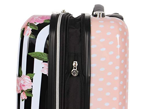 Betsey Johnson Designer 20 Inch Carry On - Expandable (ABS + PC) Hardside Luggage - Lightweight Durable Suitcase With 8-Rolling Spinner Wheels For Women (Stripe Roses) 5 Betsey Johnson Designer 20 Inch Carry On - Expandable (ABS + PC) Hardside Luggage - Lightweight Durable Suitcase With 8-Rolling Spinner Wheels For Women (Stripe Roses) - Image 3