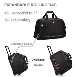 OIWAS Small Rolling Duffle Bag With Wheels Travel 22 Inch Carry On Luggage Tote Suitcase Unisex-Adult Short Term Trips Expandable 45L To 55L Women Men Black 14 OIWAS Small Rolling Duffle Bag With Wheels Travel 22 Inch Carry On Luggage Tote Suitcase Unisex-Adult Short Term Trips Expandable 45L To 55L Women Men Black -Luggage Factory Store 41i2F5YxSTL