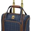 London Fog Kensington II 15" 2-Wheel Under The Seat Bag, Navy Window Pane -Luggage Factory Store 41kshGf5BPL