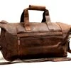 Leather Travel Duffel Bag Overnight Weekend Luggage Carry On Airplane Underseat