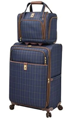 London Fog Kensington II 15" 2-Wheel Under The Seat Bag, Navy Window Pane -Luggage Factory Store 41n0Mup6piL