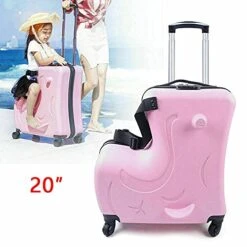 Fetcoi 20" Travel Luggage Rolling Suitcase Ride On Cartoon Luggage ABS+PU Unisex Case Pink -Luggage Factory Store 41og 7jDX7S