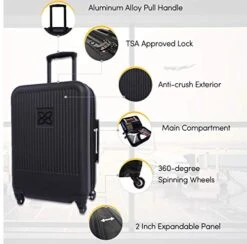 Sherpani Meridian, 22 Inch Travel Hardside Luggage, Durable Hardshell Luggage, Expandable Suitcases With Wheels, Rolling Luggage Carry On, Lightweight Carry On Luggage With Spinner Wheels (Black) -Luggage Factory Store 41pJvLGlg8L