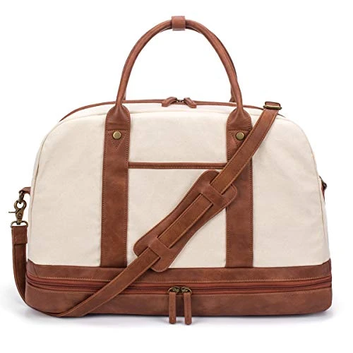 Weekender Bag For Women Canvas Overnight Bag Large Travel Bags For Women Carry On Shoulder Duffle Bag With Shoe Compartment,Perfect For Travel/Daily Use/Birthday Gift (Beige) 3 Weekender Bag For Women Canvas Overnight Bag Large Travel Bags For Women Carry On Shoulder Duffle Bag With Shoe Compartment,Perfect For Travel/Daily Use/Birthday Gift (Beige)